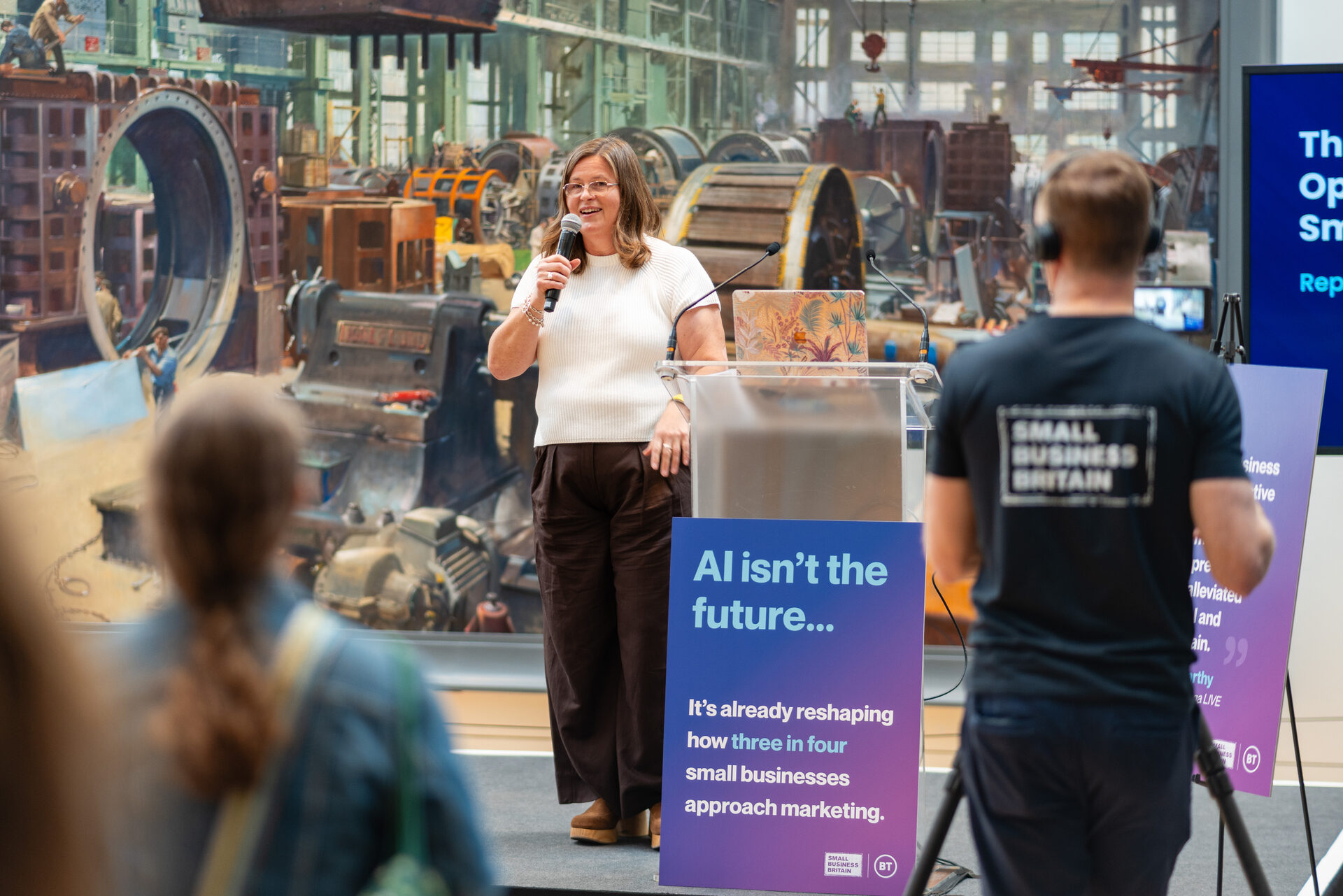 Michelle Ovens CBE speaking at the BT AI Report launch
